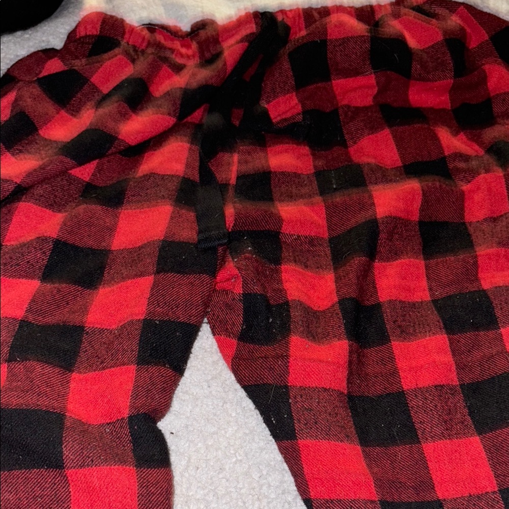 Plaid Red and Black Kids Pajama Bottoms